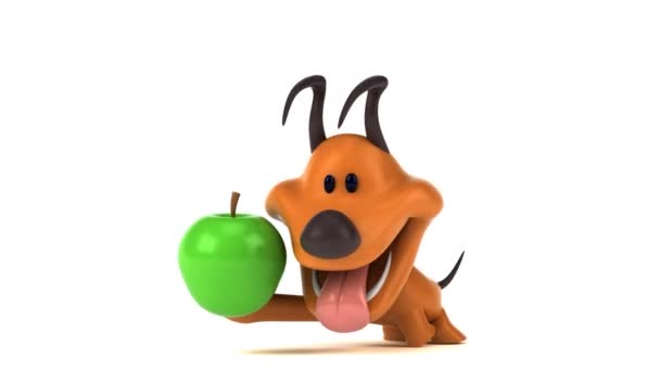 Spaß Cartoon Figur Mit Apfel Animation — Stockvideo