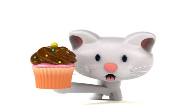 Spaß Cartoon Figur Mit Cupcake Animation — Stockvideo