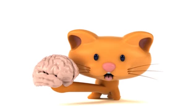 Divertente Personaggio Dei Cartoni Animati Con Cervello Animazione — Video Stock