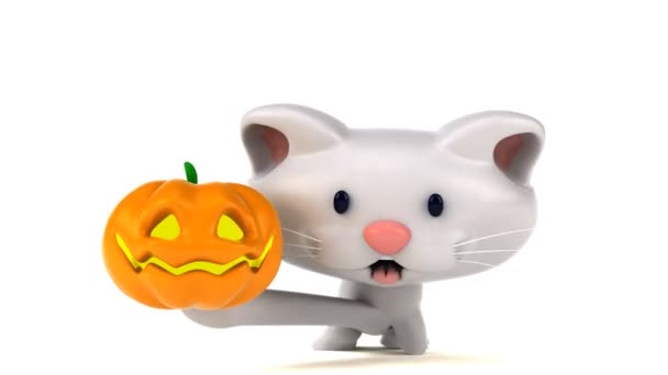 Divertido Personaje Dibujos Animados Con Calabaza Animación — Vídeo de stock