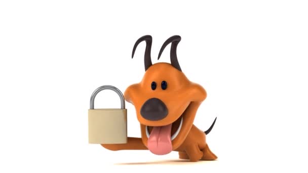 Fun Cartoon Character Padlock Animation — Stock Video