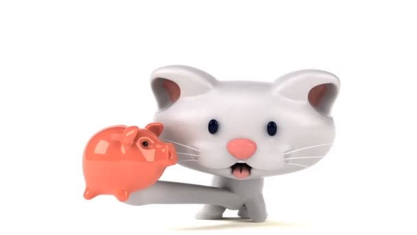 Zeichentrickfigur Mit Sparschwein Animation — Stockvideo