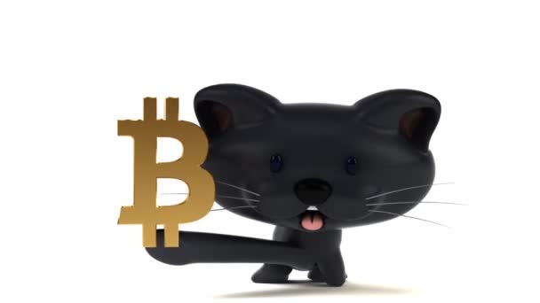 Spaß Cartoon Figur Mit Bitcoin Animation — Stockvideo