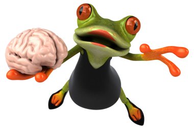 Eğlenceli çizgi film karakteri ile beyin - 3d çizim