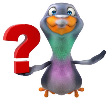 Eğlenceli çizgi film karakteri ile soru - 3d çizim