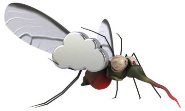 Eğlenceli çizgi film karakteri ile bulut - 3d çizim