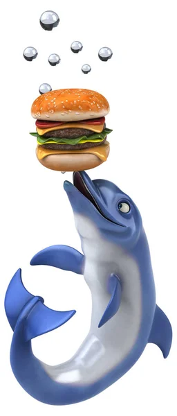 Fun Cartoon Character Hamburger Illustration — Stock Photo, Image