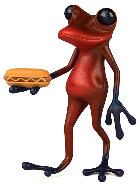 Sjov Tegneseriefigur Med Hotdog Illustration - Stock-foto