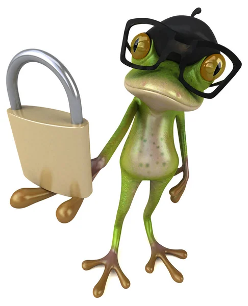 Leuk Personage Met Padlock Illustratie — Stockfoto