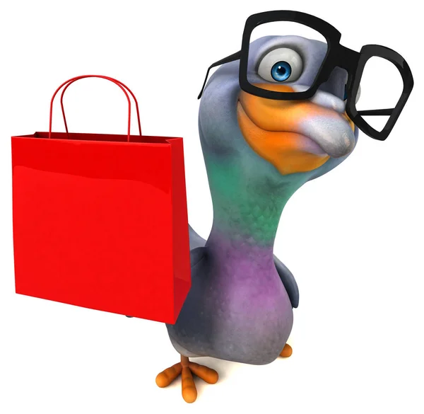 Divertente Personaggio Dei Cartoni Animati Con Shopping Bag Illustrazione — Foto Stock