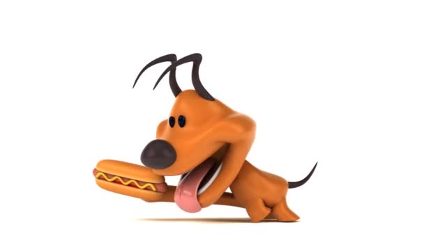 Amusant personnage de dessin animé avec hotdog - animation 3D 