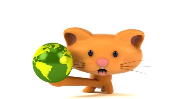 Rolig Tecknad Figur Med Planet Animation — Stockvideo