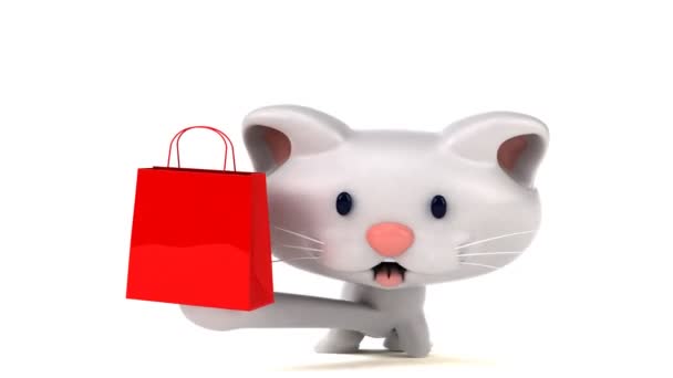 Divertente Personaggio Dei Cartoni Animati Con Shopping Bag Animazione — Video Stock