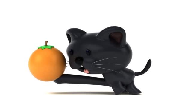 Spaßkatze Mit Orange Animation — Stockvideo