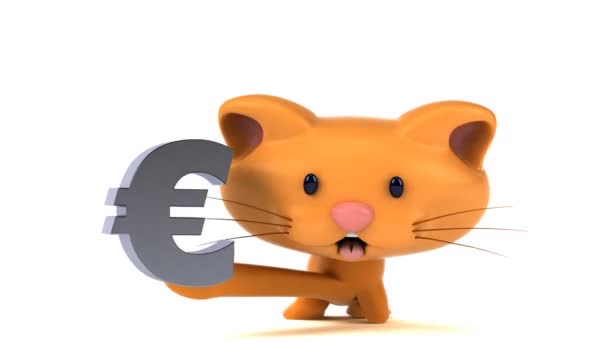 Lustige Zeichentrickfigur Mit Euro Animation — Stockvideo