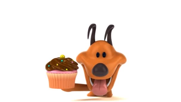 Spaß Cartoon Figur Mit Cupcake Animation — Stockvideo