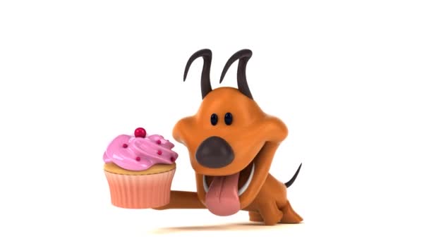 Spaß Cartoon Figur Mit Cupcake Animation — Stockvideo