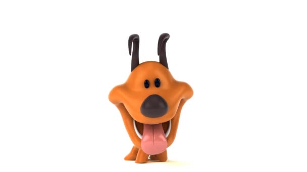 Fun Cartoon Character Dog Animation — Stock Video