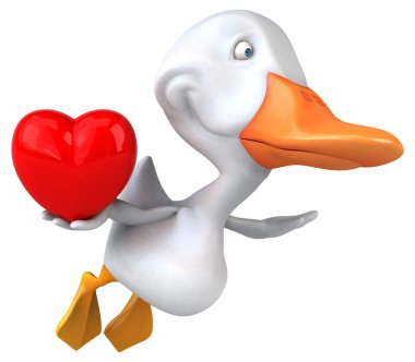 eğlenceli çizgi film karakteri ile kalp - 3d çizim