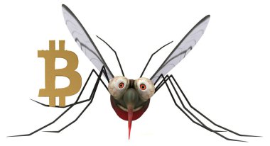 Bitcoin - 3d çizim ile eğlenceli çizgi film karakteri