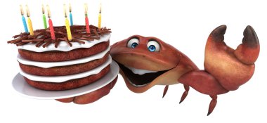 Eğlenceli çizgi film karakteri ile kek - 3d çizim