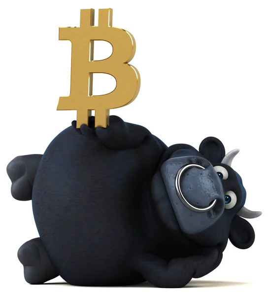 Spaß Cartoon Figur Mit Bitcoin Illustration — Stockfoto