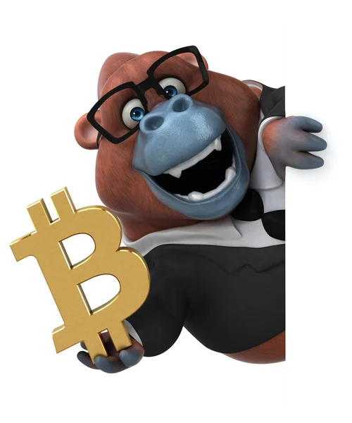 Rolig Tecknad Figur Med Bitcoin Illustration — Stockfoto