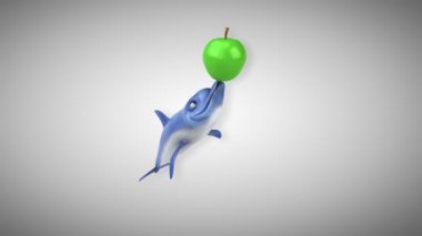 Eğlenceli çizgi film karakteri ile elma - 3d animasyon 
