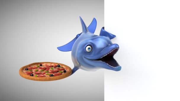 Szórakoztató Rajzfilm Karakter Pizza Animáció — Stock videók