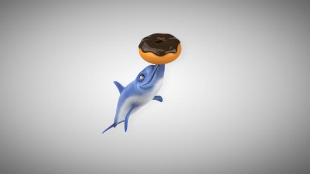 Amusant personnage de dessin animé avec beignet - animation 3D  