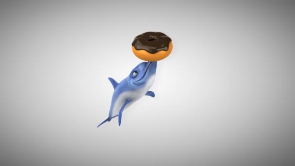 Rolig Tecknad Figur Med Donut Animation — Stockvideo