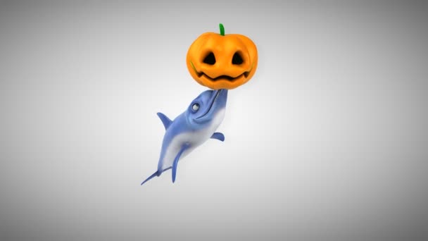 カボチャ3D アニメーションで楽しいイルカ — ストック動画