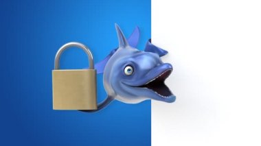 Kilit ile eğlenceli yunus-3D animasyon 