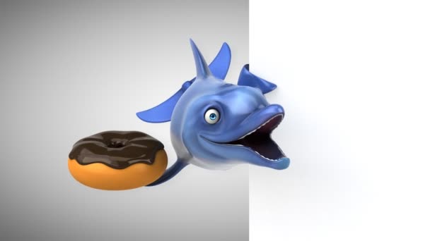 Personagem Desenho Animado Divertido Com Donut Animação — Vídeo de Stock