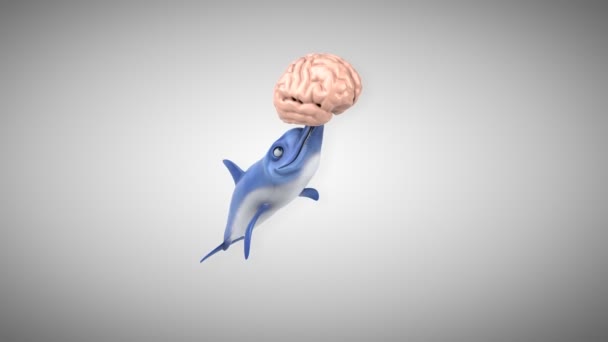 personnage de dessin animé drôle avec cerveau - animation 3D  