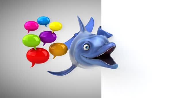 Fun Dolphin Bubbles Animation — Stock Video