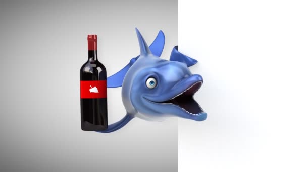 Divertido Personaje Dibujos Animados Con Vino Animación — Vídeo de stock