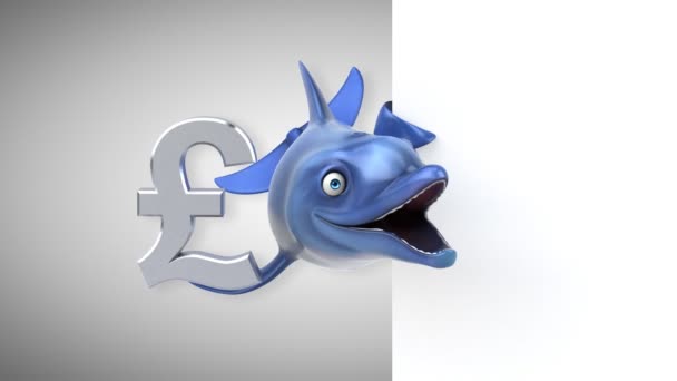 Kul Dolphin Med Pund Animation — Stockvideo