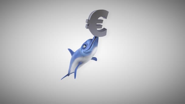 Διασκεδαστικός Χαρακτήρας Κινουμένων Σχεδίων Ευρώ Animation — Αρχείο Βίντεο