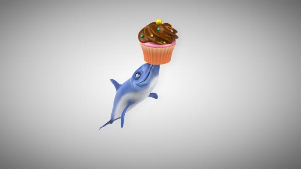 Vidám Delfin Cupcake Animáció — Stock videók