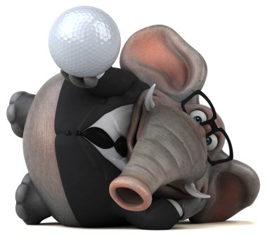 Fun cartoon character with ball   - 3D Illustration clipart