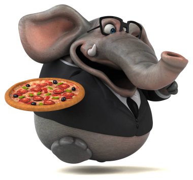 Pizza - 3d çizim ile eğlenceli çizgi film karakteri