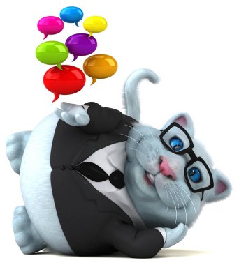 Eğlenceli çizgi film karakteri ile - 3d illüstrasyon kabarcıklar