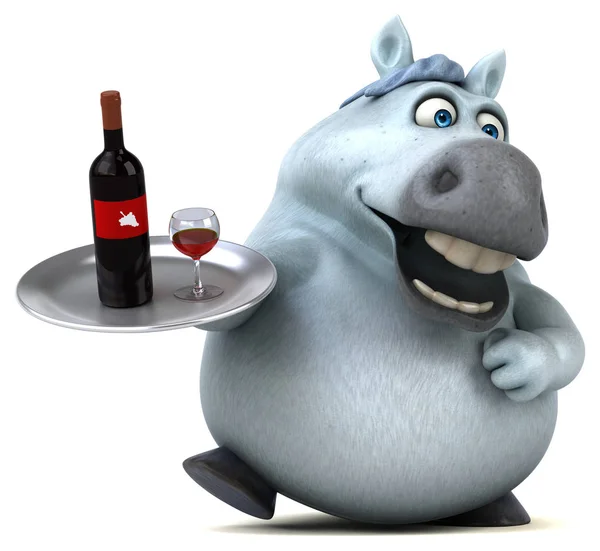Personagem Desenho Animado Divertido Com Vinho Ilustração — Fotografia de Stock