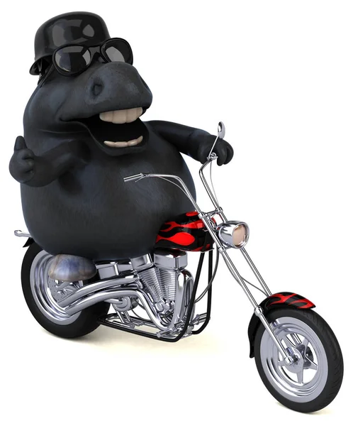 Motociclista Personagem Divertido Cartoon Ilustração — Fotografia de Stock