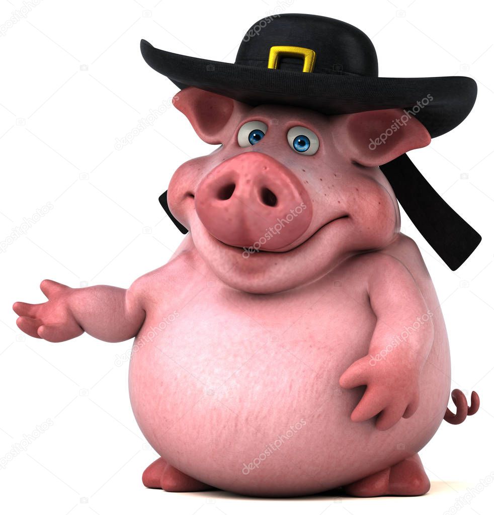 Fun Pig character  - 3D Illustration