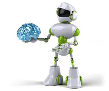 Eğlenceli çizgi film karakteri ile beyin - 3d çizim