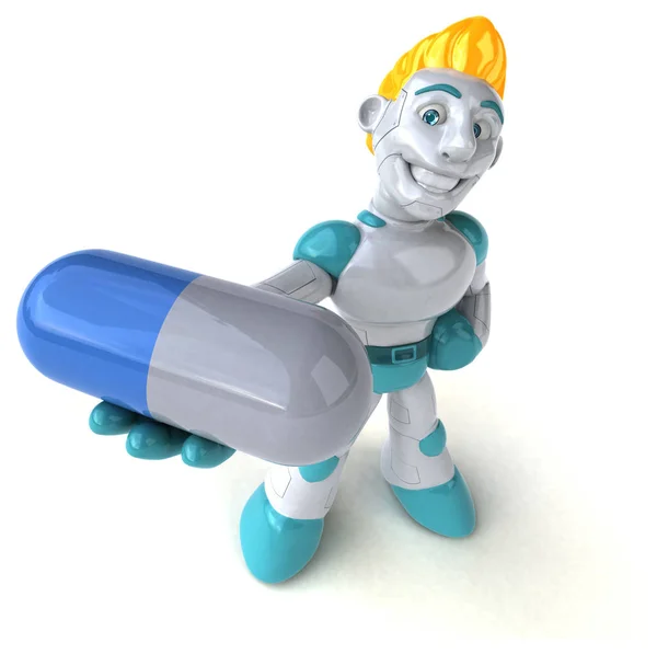 薬と楽しい漫画のキャラクター 3Dイラスト — ストック写真