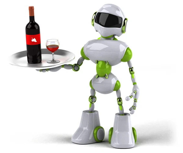 Fun cartoon character with wine    - 3D Illustration