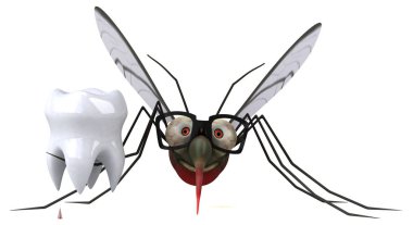 Eğlenceli çizgi film karakteri ile diş - 3d çizim